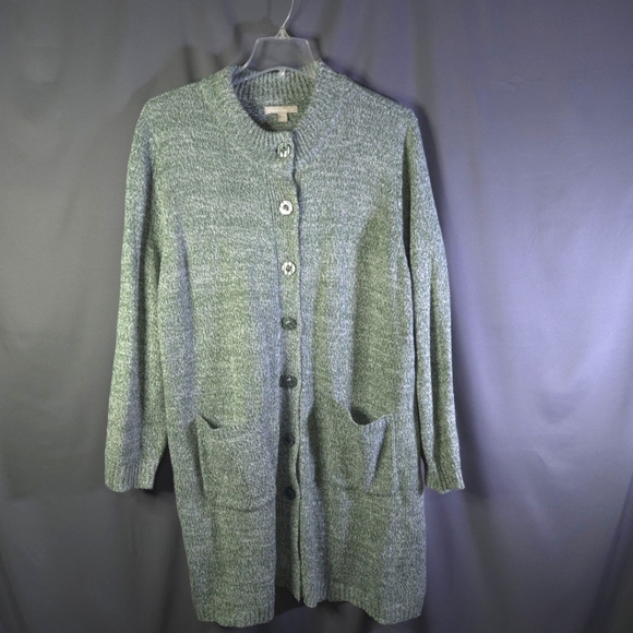 Woman Within Marled Sweater Jacket Green Size 2X Button Down Casual - Picture 1 of 8